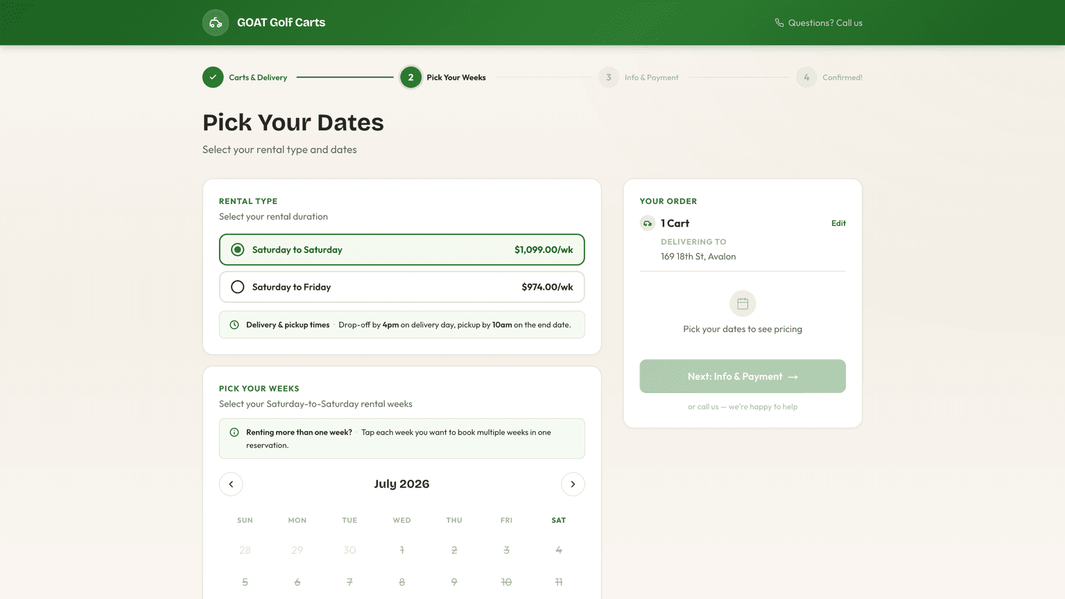 Step 2 — pick your weeks