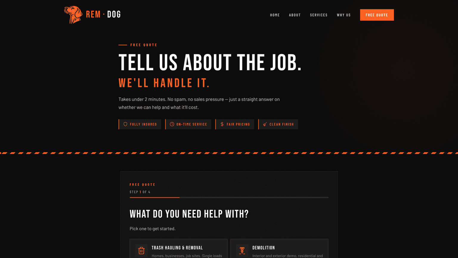 Free quote page