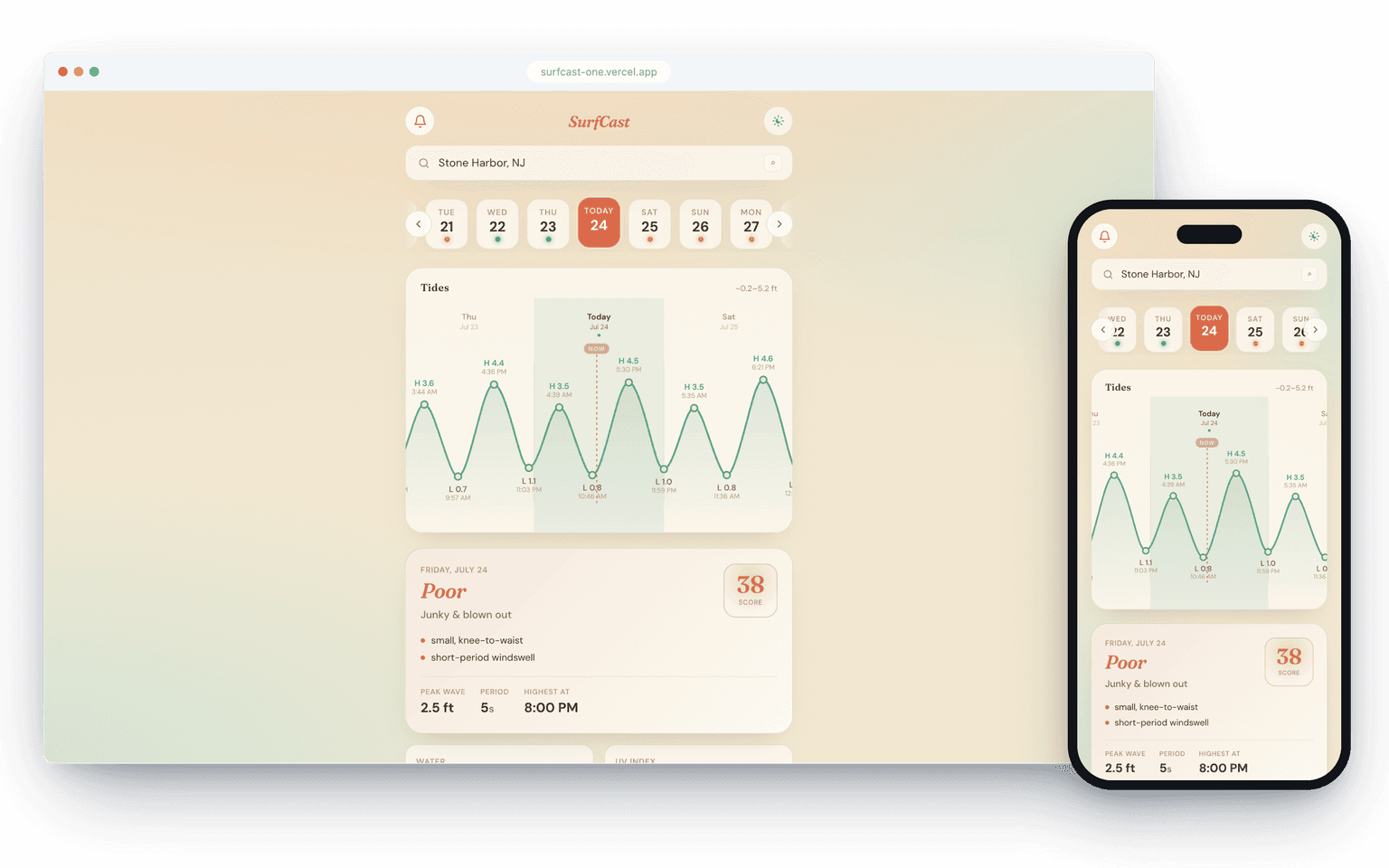 SurfCast on desktop and mobile