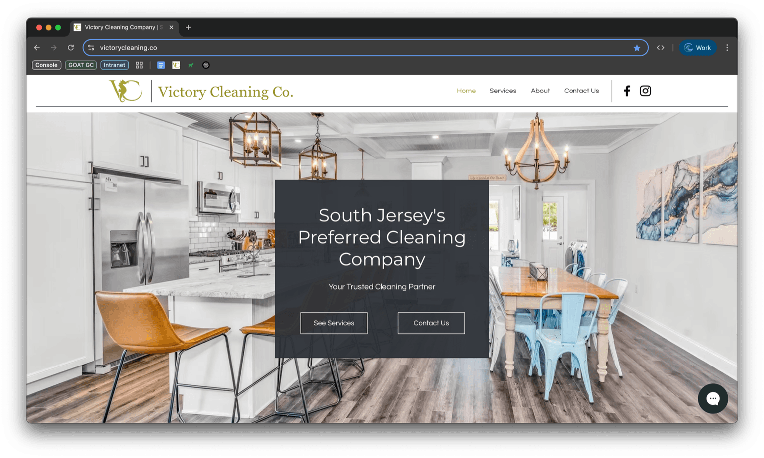 Victory Cleaning Co website homepage