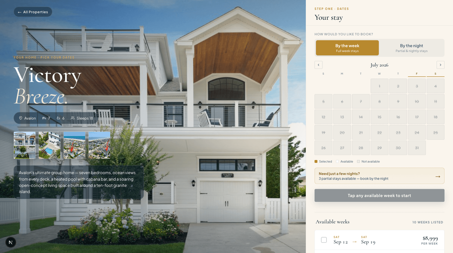 Booking flow date selection