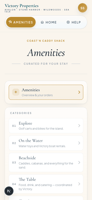 Amenity marketplace in the guest portal