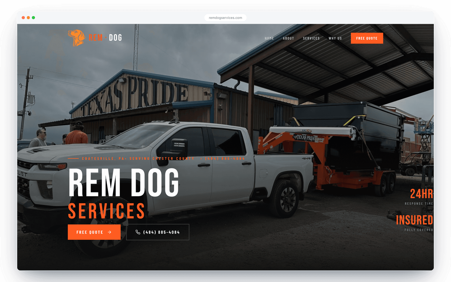 Rem Dog Services website homepage